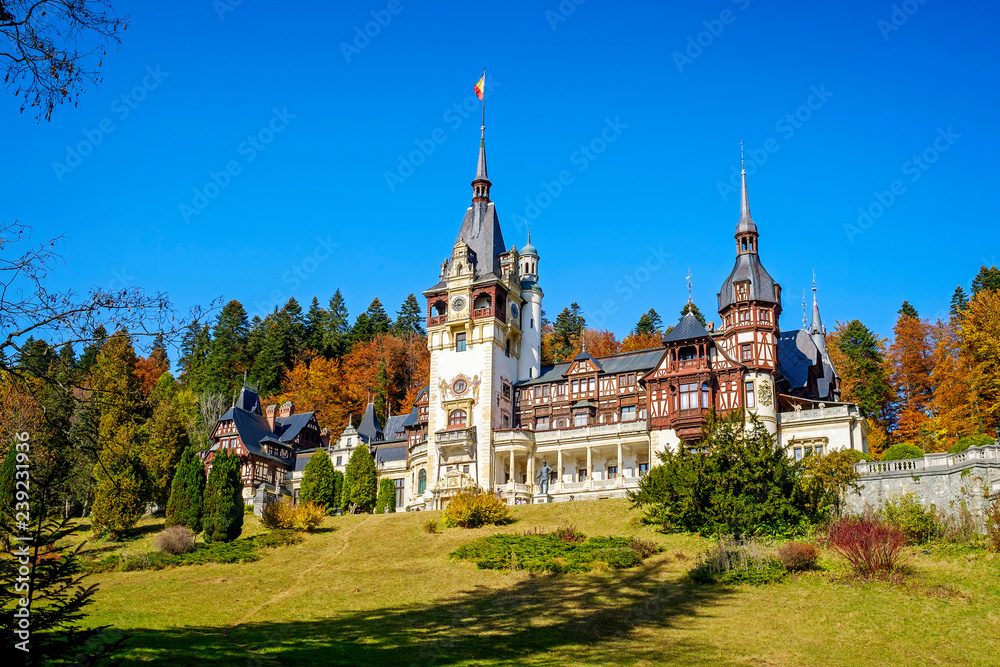 Peles Castle panorama in Sinaia, Romania 3