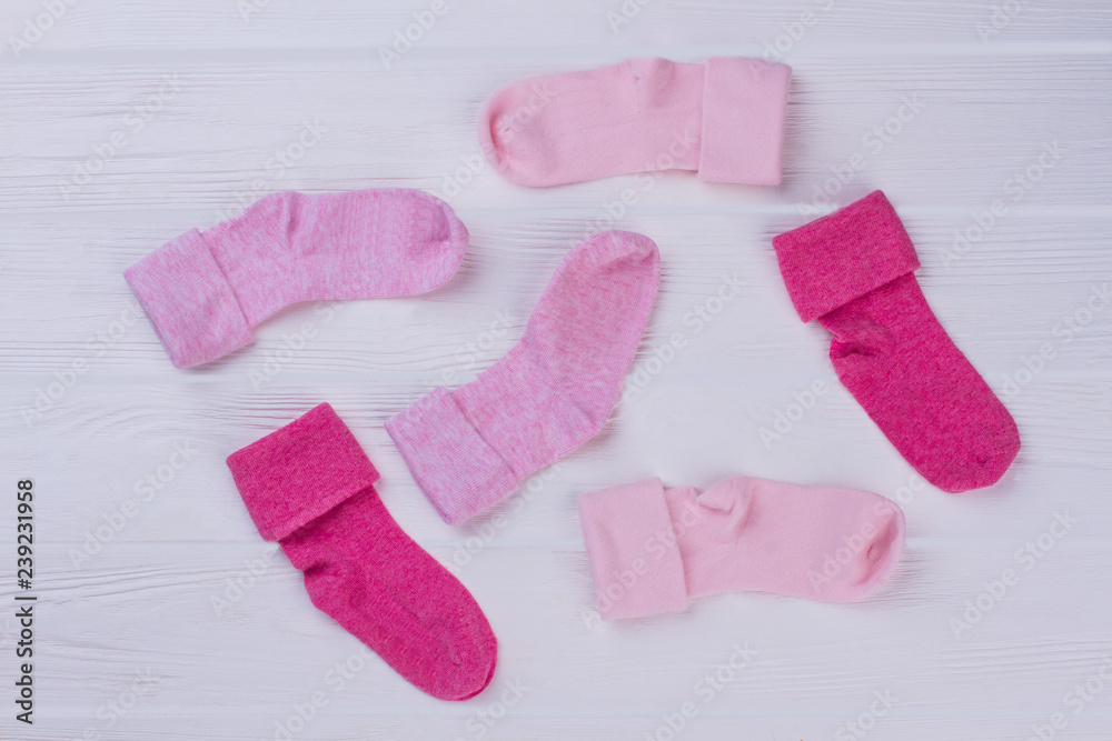 Gather of colourful pink socks. Gather of colourful pink socks.
