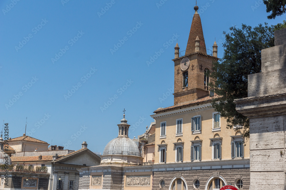 Amazing Panorama to Piazza del Popolo in city of Rome, Italy