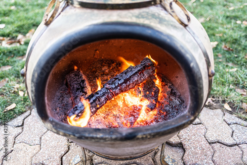 Red hot camp fire coals in fire pit