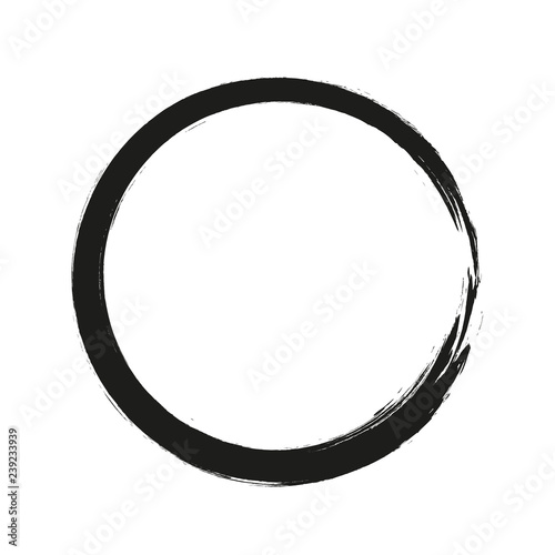 vector brush strokes circles of paint on white background. Ink hand drawn paint brush circle. Logo, label design element vector illustration. Black abstract circle. Frame