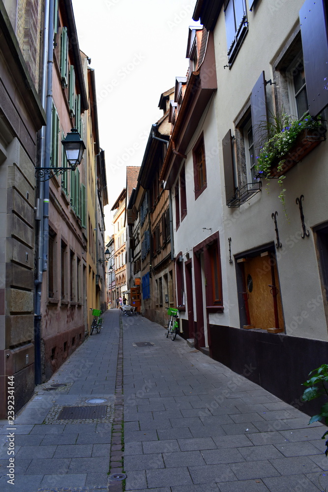 narrow street in Strasbourg 