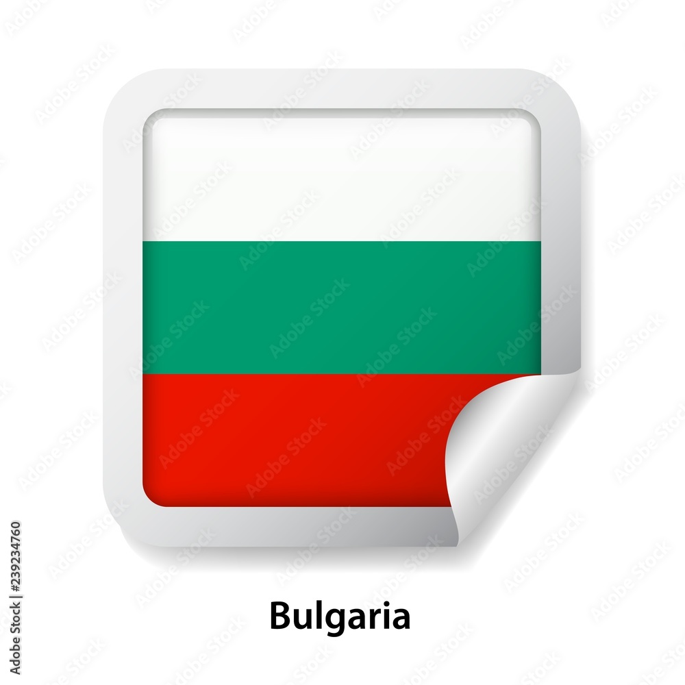 Flag of Bulgaria. Round glossy sticker Flag of Bulgaria. Round glossy sticker