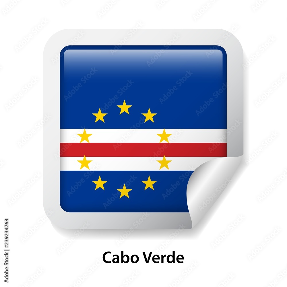 Flag of Cabo Verde. Round glossy sticker Flag of Cabo Verde. Round glossy sticker