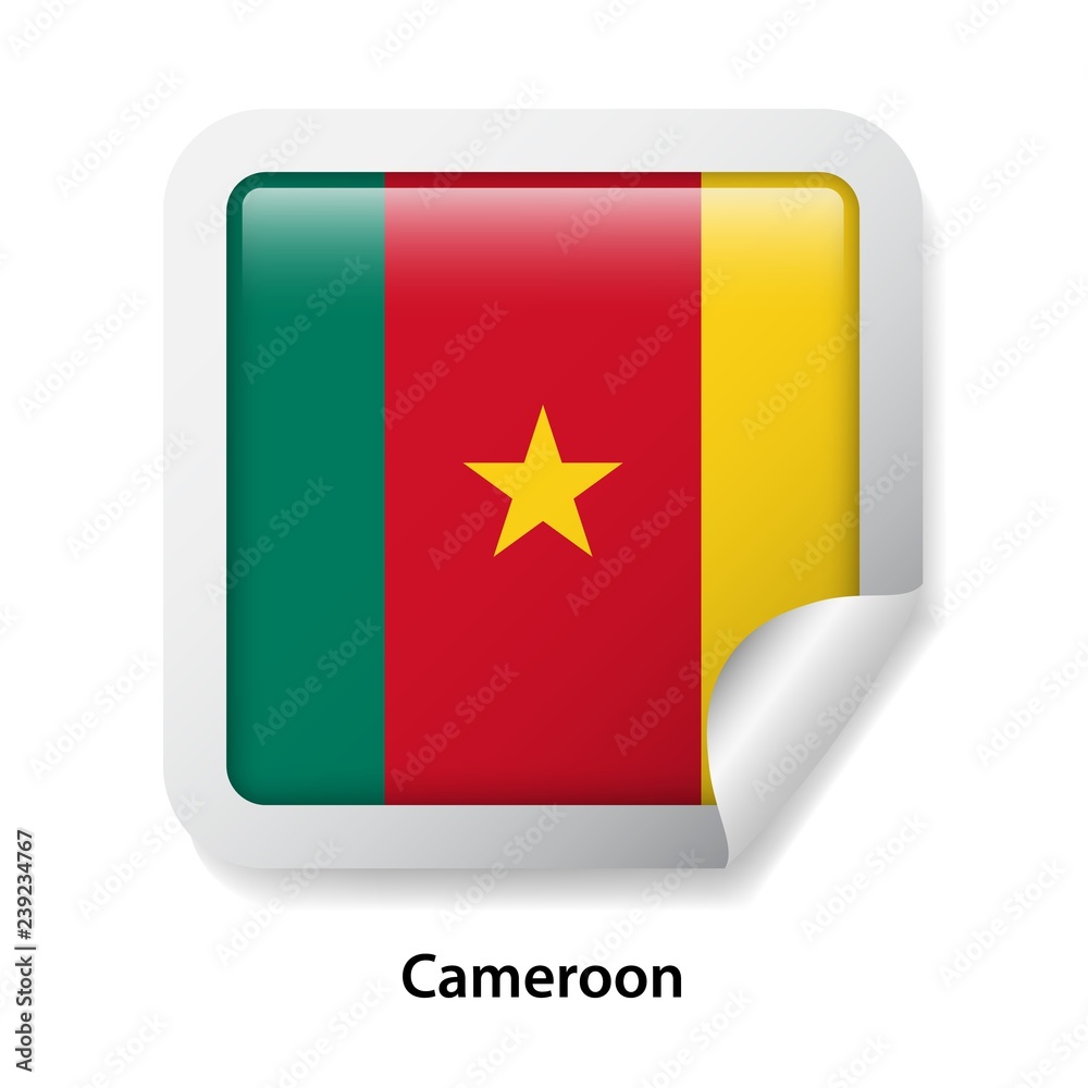 Flag of Cameroon. Round glossy sticker Flag of Cameroon. Round glossy sticker