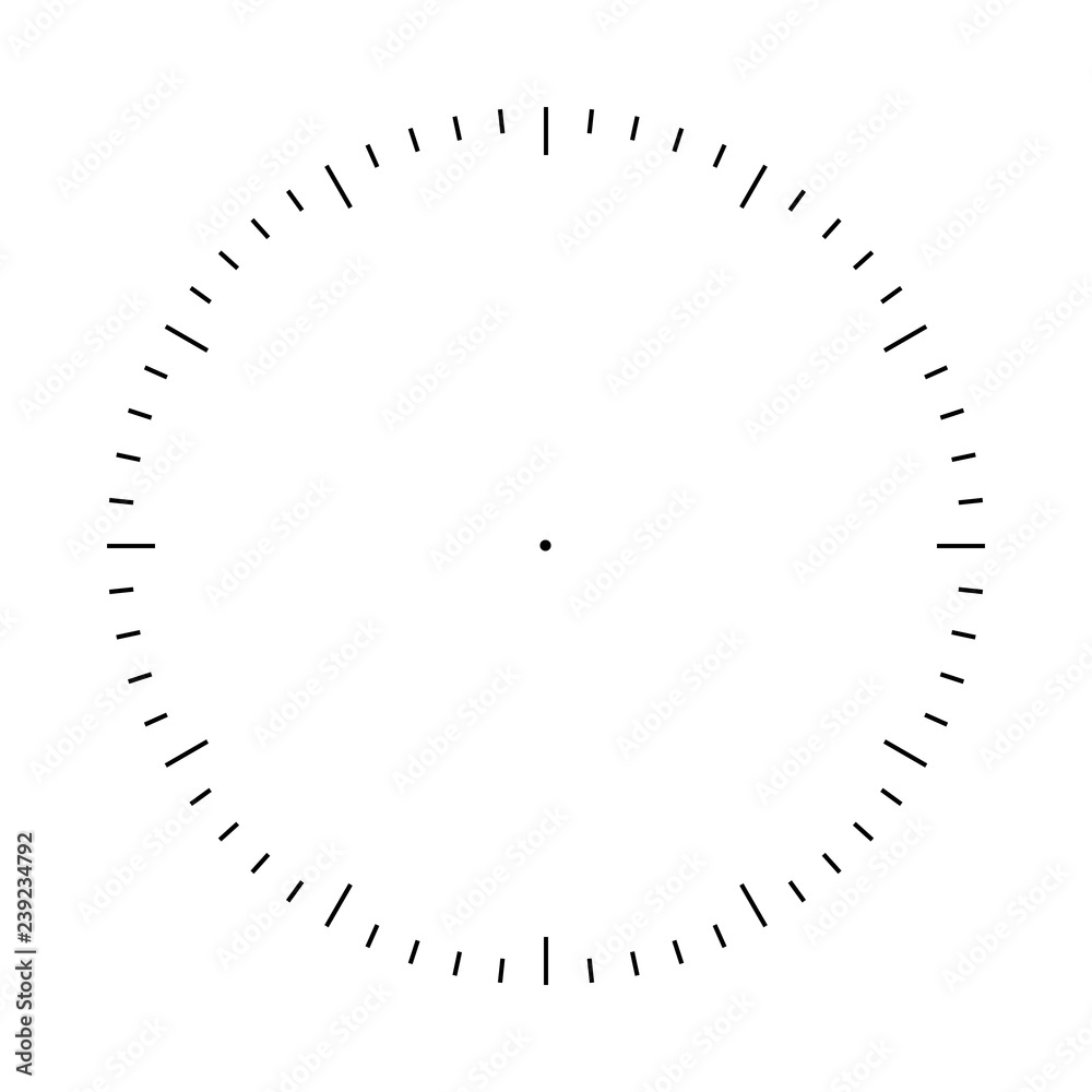 Clock face blank template. Hours and seconds division marks Clock face blank template. Hours and seconds division marks