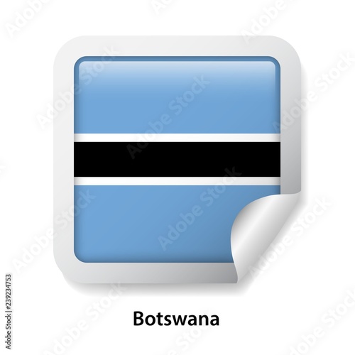 Flag of Botswana. Round glossy sticker