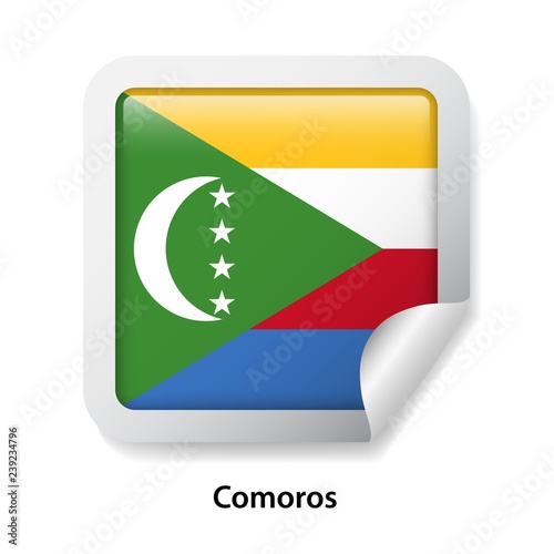 Free Download Flag of Comoros. Round glossy sticker - GFXLoad