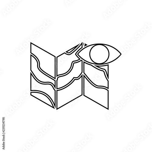 eye and map icon. Element of web for mobile concept and web apps icon. Thin line icon for website design and development, app development