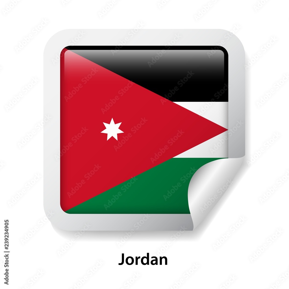 Flag of Jordan. Round glossy sticker Flag of Jordan. Round glossy sticker