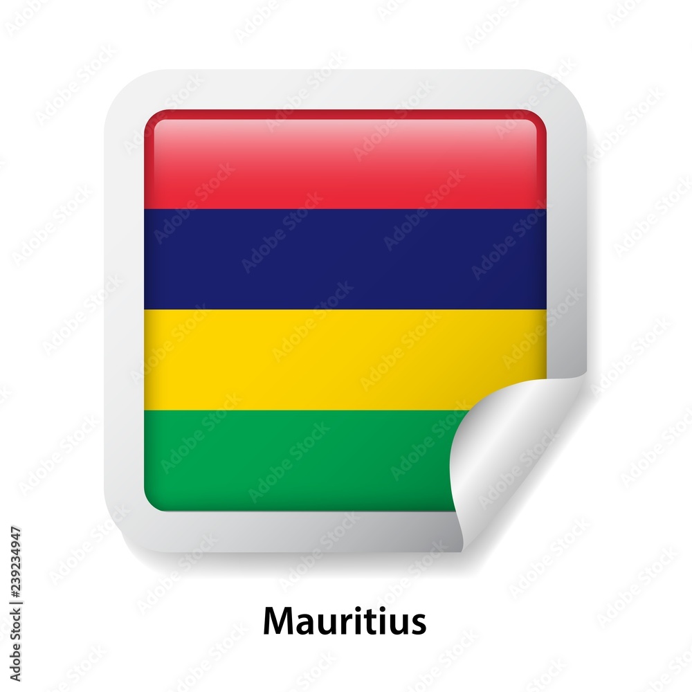 Obraz premium Flag of Mauritius. Round glossy sticker
