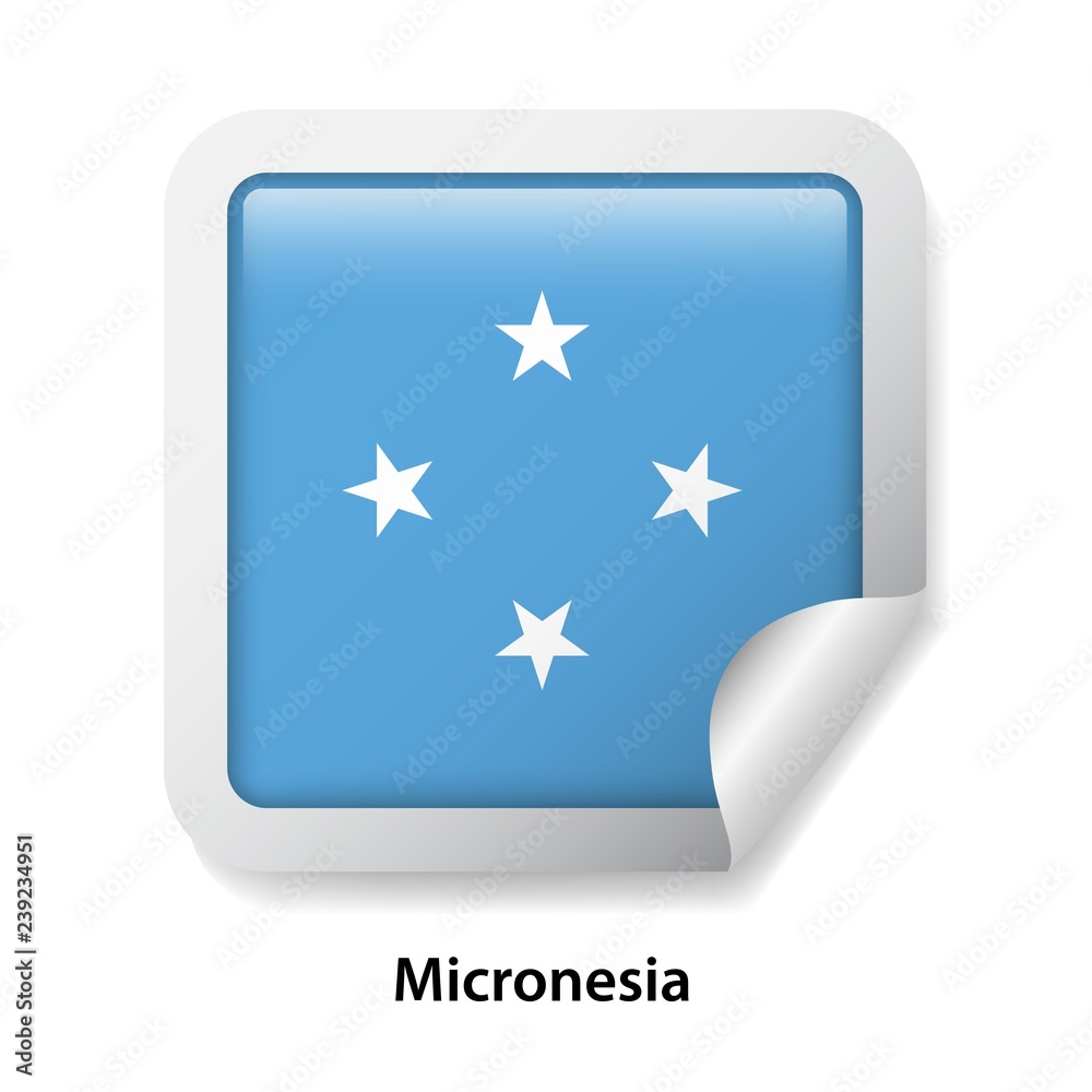 Flag of Micronesia. Round glossy sticker Flag of Micronesia. Round glossy sticker