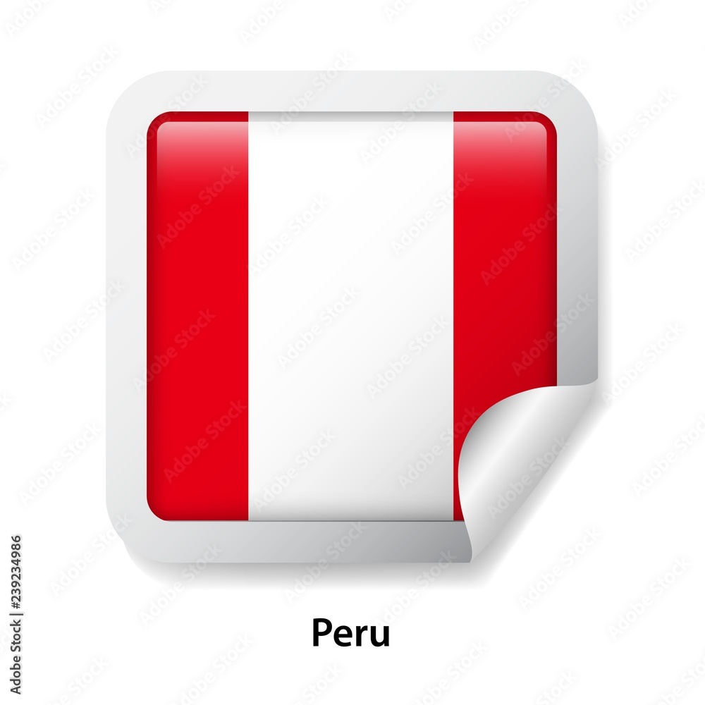 Flag of Peru. Round glossy sticker Flag of Peru. Round glossy sticker
