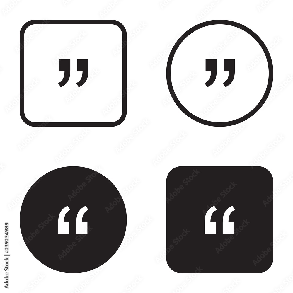 Quote symbol icon set. Quotation paragraph mark. Sign of double comma Quote symbol icon set. Quotation paragraph mark. Sign of double comma
