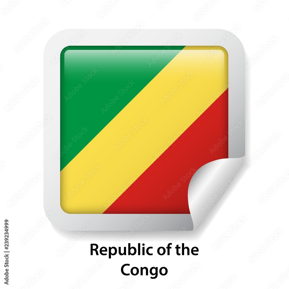 Flag of Republic of the Congo. Round glossy sticker Flag of Republic of the Congo. Round glossy sticker