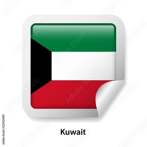 Free Download Flag of Kuwait. Round glossy sticker - GFXLoad