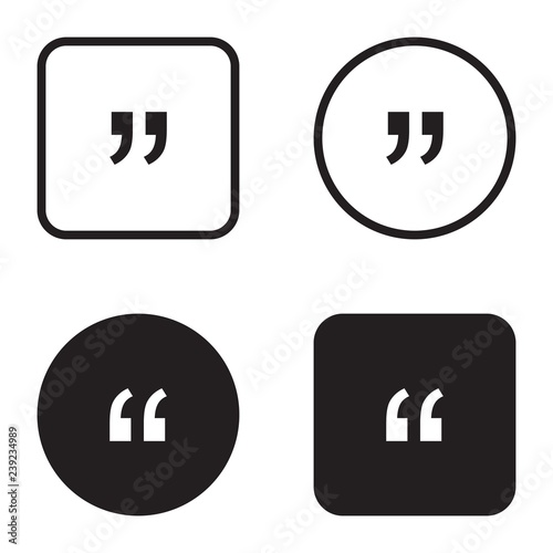 Quote symbol icon set. Quotation paragraph mark. Sign of double comma