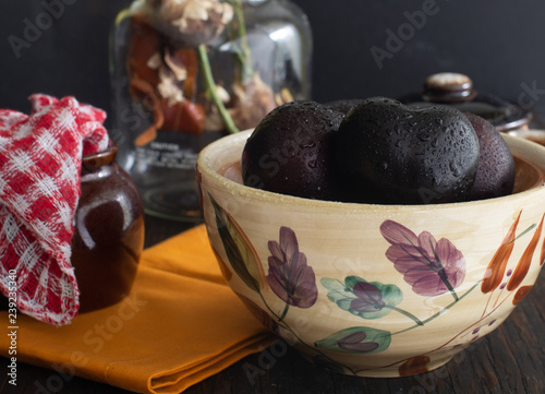 Plums in a bowl