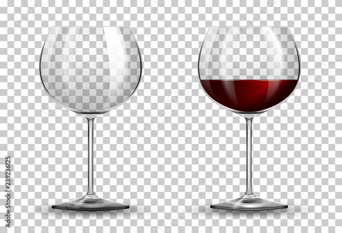 Red wine glass on transparent background