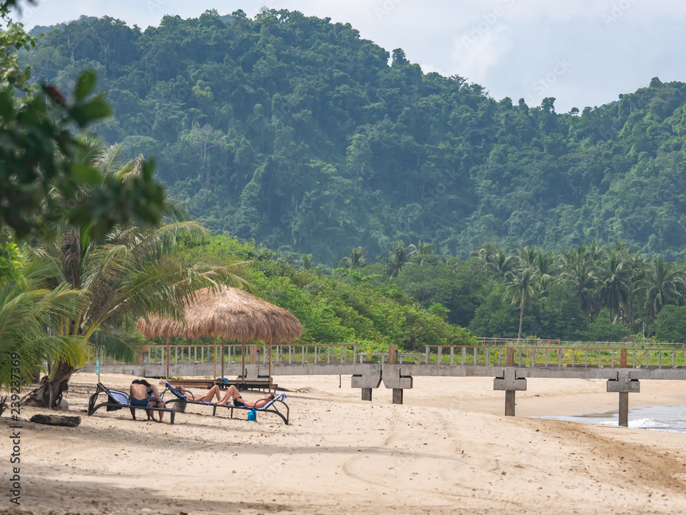 People enjoy vacation at Lio Beach in El Nido, Palawan