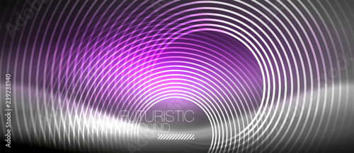 Neon circles abstract background  shiny lines