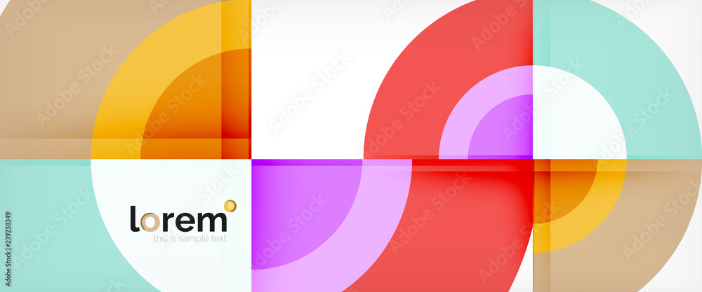 Modern geometric circles abstract background, colorful round shapes with shadow effects Modern geometric circles abstract background, colorful round shapes with shadow effects