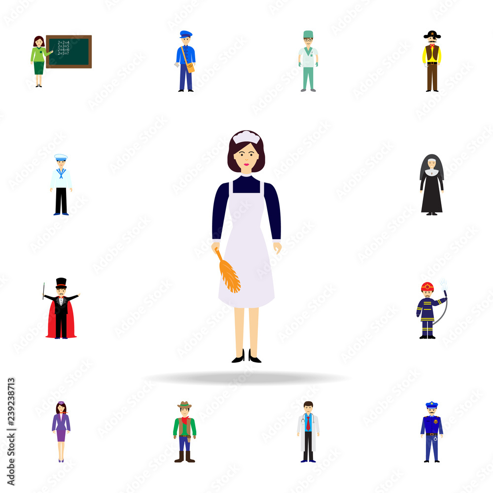 maid cartoon icon. Detailed set of color profession icons. Premium graphic design. One of the collection icons for websites, web design, mobile app