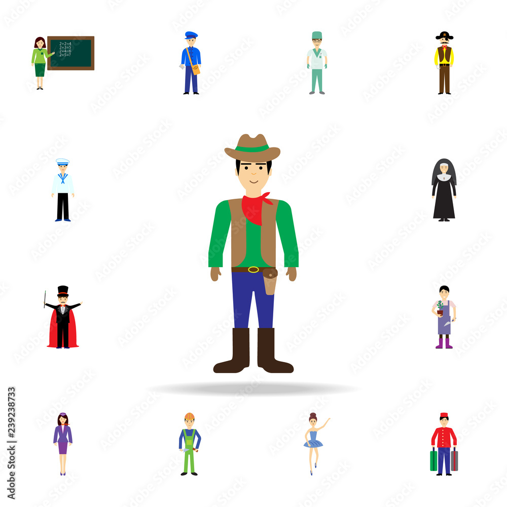 cowboy cartoon icon. Detailed set of color profession icons. Premium graphic design. One of the collection icons for websites, web design, mobile app