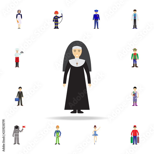 nun cartoon icon. Detailed set of color profession icons. Premium graphic design. One of the collection icons for websites, web design, mobile app