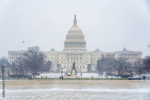 Winter Washington DC: US Capitol at snowy day