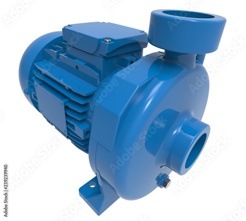 Electric water pump 3d illustration isolated on the white background