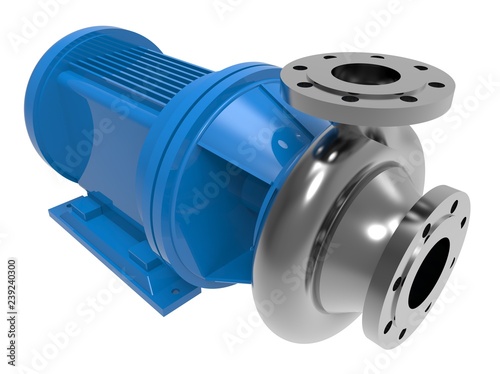 Electric water pump 3d illustration isolated on the white background