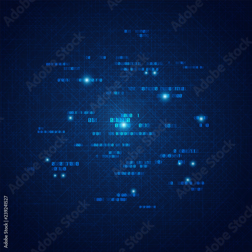 abstract futuristic binary background, graphic of technology backdrop, concept of digital communication 