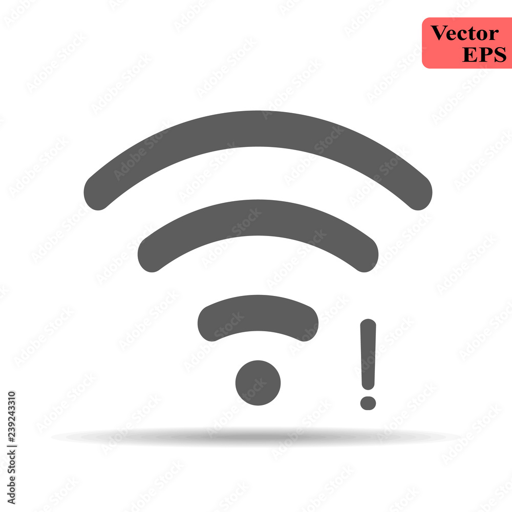 Wifi connection signal icon with exclamation mark. vector illustration isolated on modern background. Wifi connection signal icon with exclamation mark. vector illustration isolated on modern background.