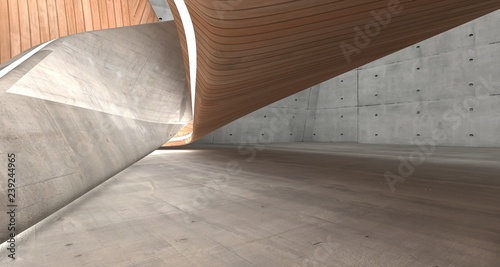 Fototapeta Naklejka Na Ścianę i Meble -  Empty dark abstract concrete and wood smooth interior. Architectural background. 3D illustration and rendering