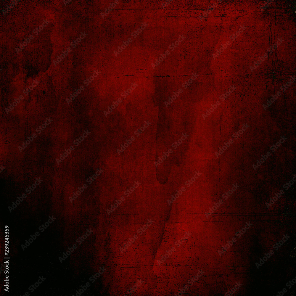 Red dark misty textured color background with scratches