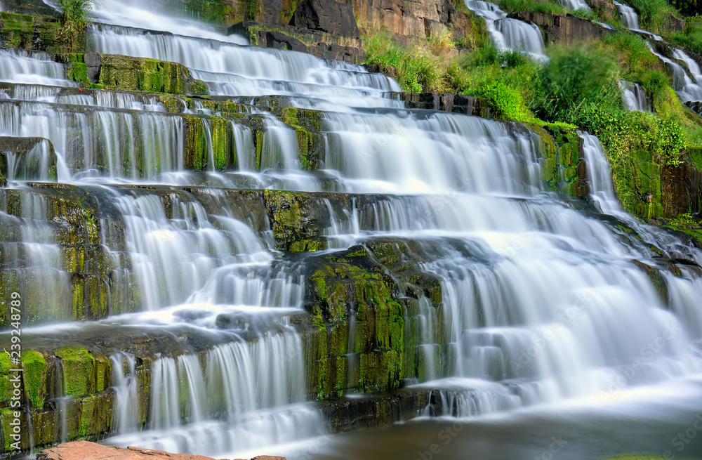Obraz premium Mystical waterfall in the Da Lat plateau, Vietnam. This is known as the first Southeast Asian waterfall in the wild beauty attracted many tourists to visit