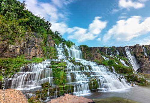 Mystical waterfall in the Da Lat plateau, Vietnam. This is known as the first Southeast Asian waterfall in the wild beauty attracted many tourists to visit
