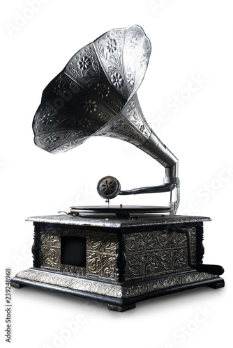 Gramophone on a white background