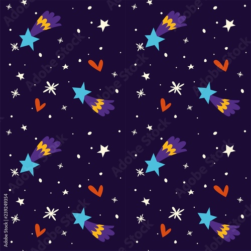 Starry night at winter sky merry Christmas holiday New Years eve vector