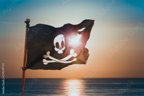 Pirate flag waving with the wind