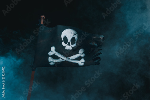Pirate flag waving with the wind