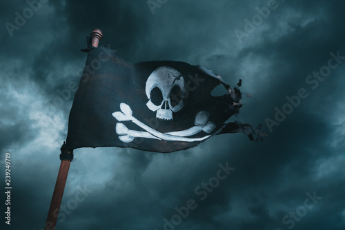 Pirate flag waving with the wind