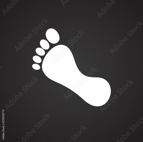 Foot print icon on black background for graphic and web design, Modern simple vector sign. Internet concept. Trendy symbol for website design web button or mobile app