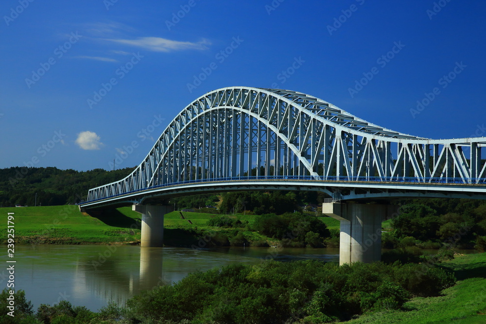 Obraz premium 青空と北上大橋