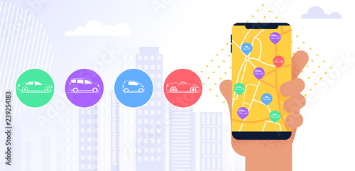 Illustration Carsharing Service Mobile Application