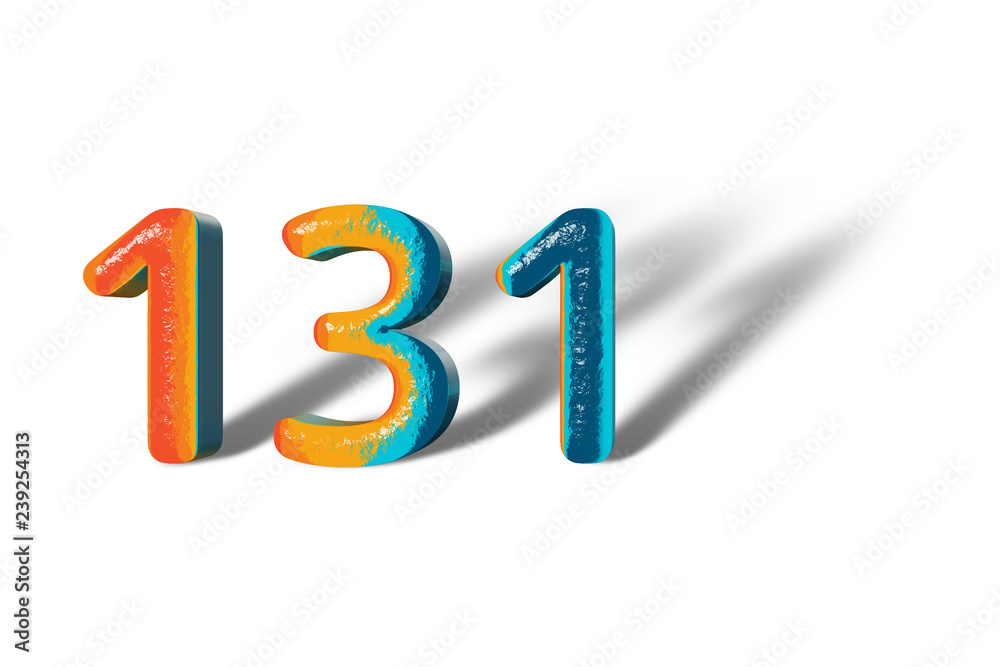 3D Number 131 one hundred thirty one lively colours 3D Number 131 one hundred thirty one lively colours