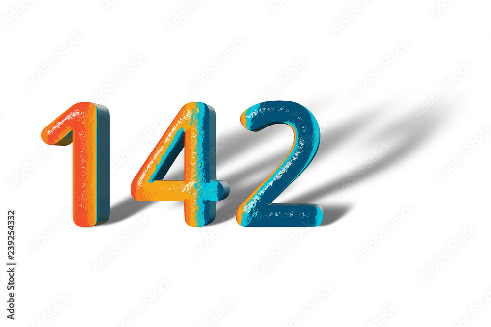 3D Number 142 one hundred forty two lively colours 3D Number 142 one hundred forty two lively colours