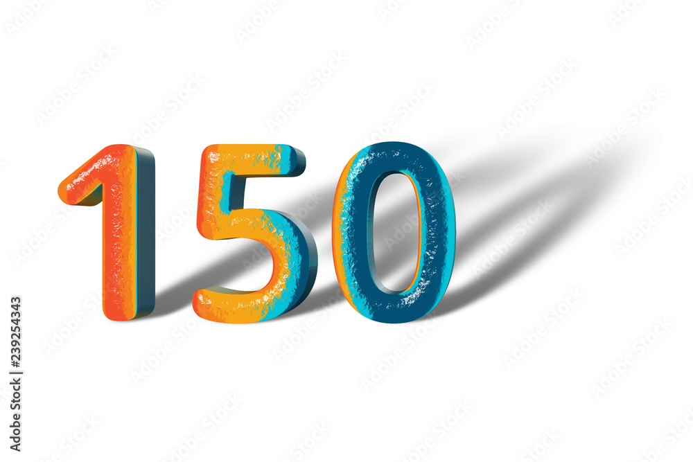 3D Number 150 one hundred fifty lively colours 3D Number 150 one hundred fifty lively colours