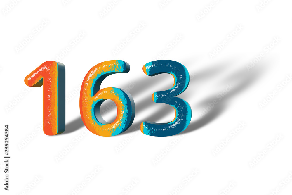 3D Number 163 one hundred sixty three lively colours 3D Number 163 one hundred sixty three lively colours